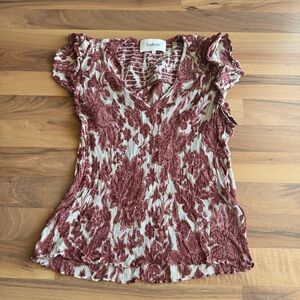 BA&SH Printed Flowy Silk Short‎ Sleeves Top Size 4